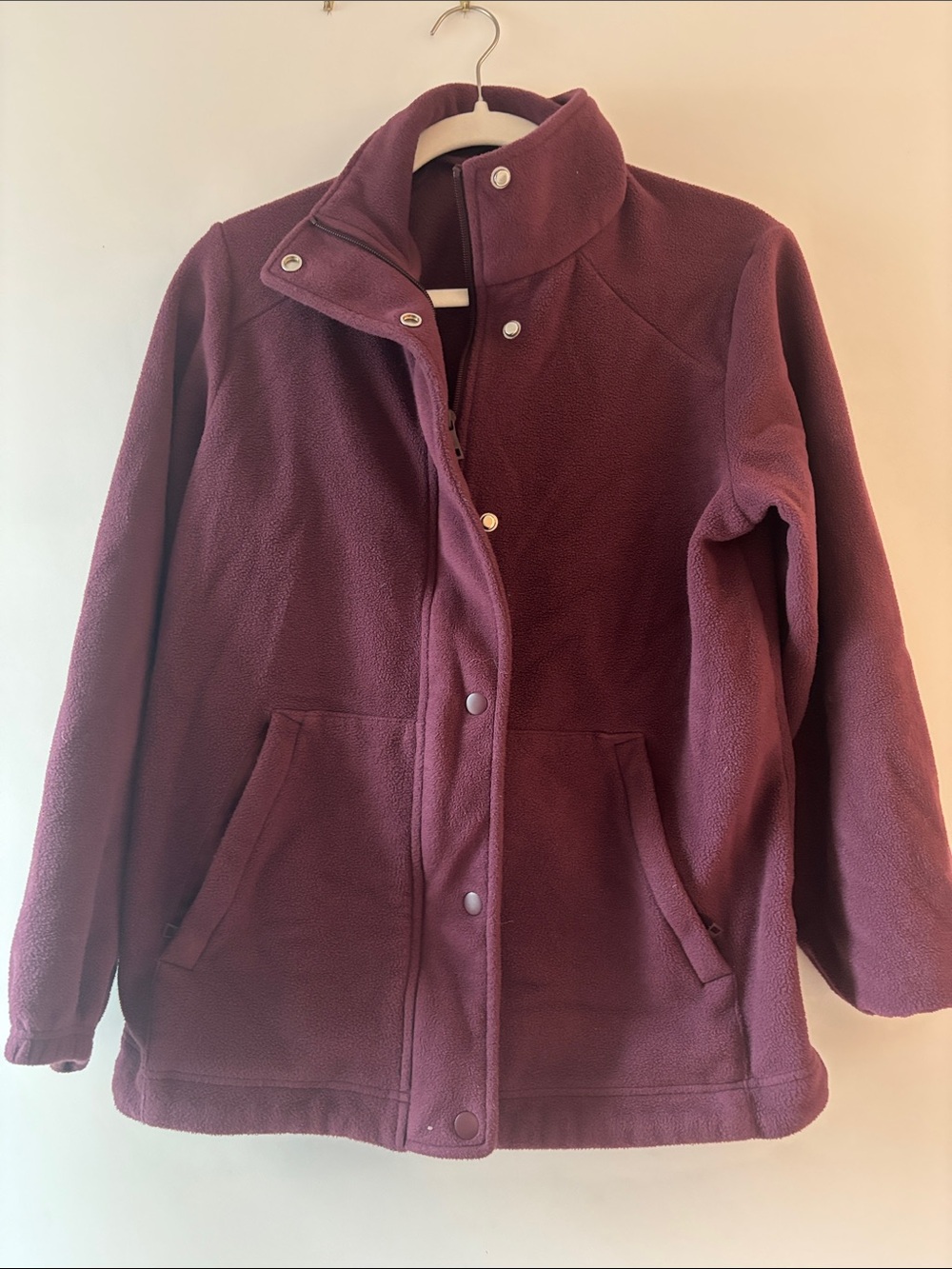 Beyond Yoga Plush Snap & Zip Teddy Jacket - Burgundy